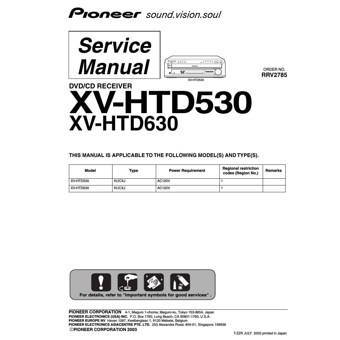 pioneer xvhtd 530 service manual