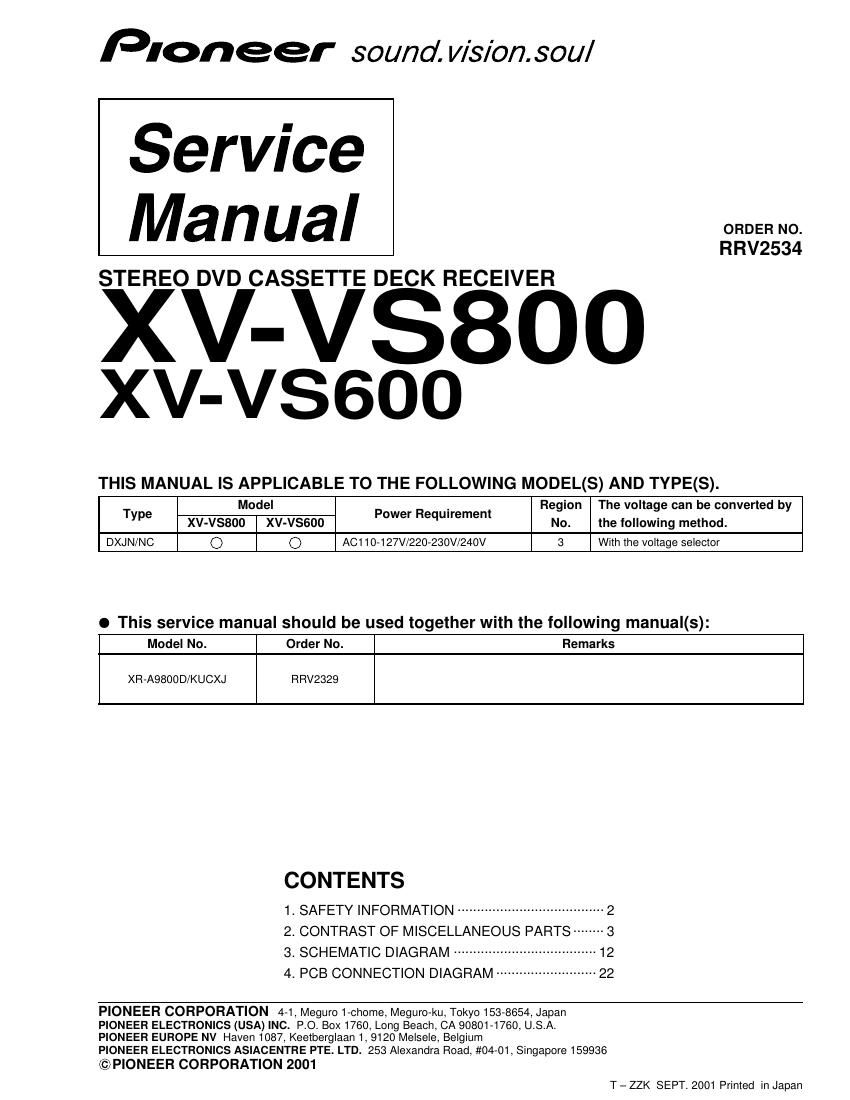 pioneer xvvs 600 service manual