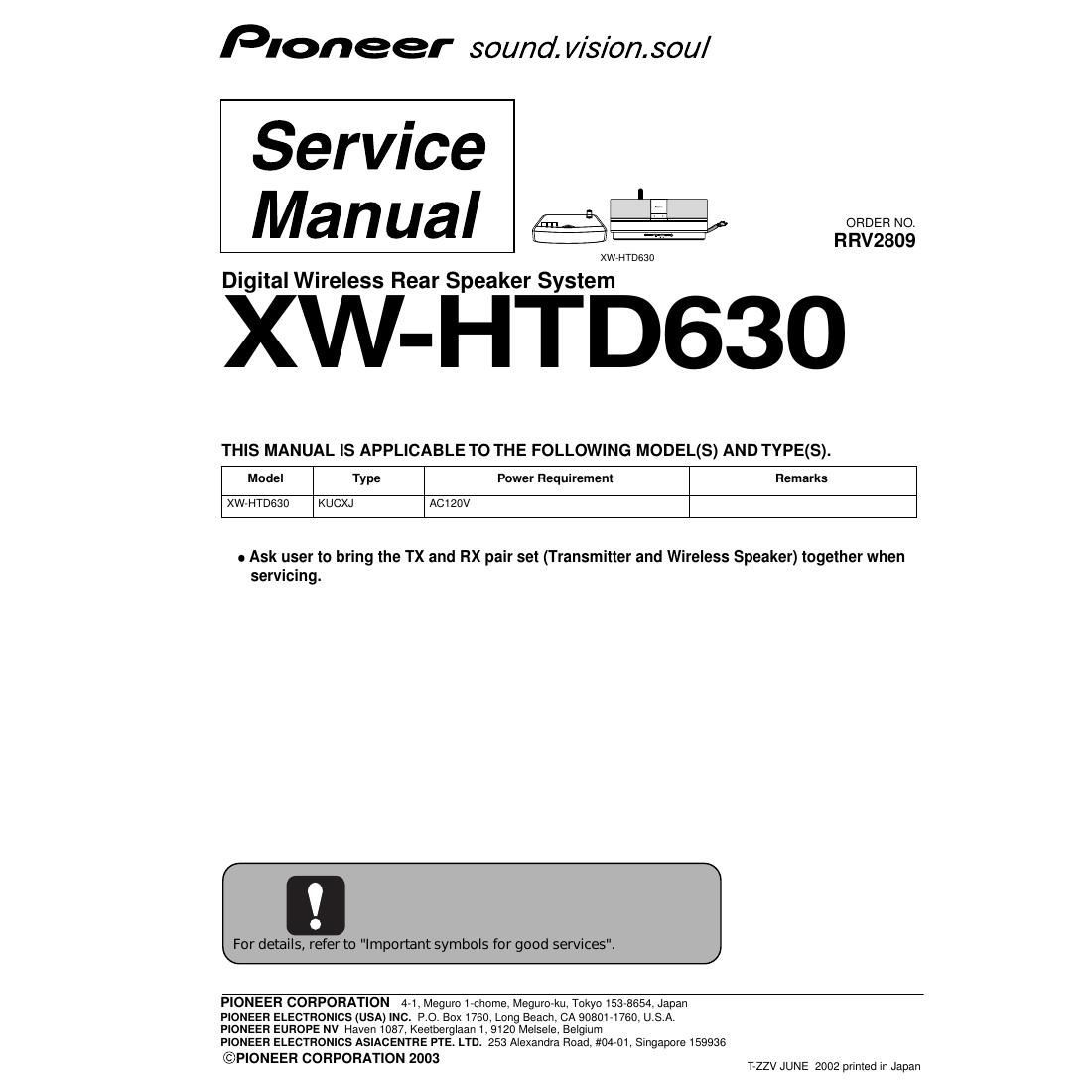 pioneer xwhtd 630 service manual