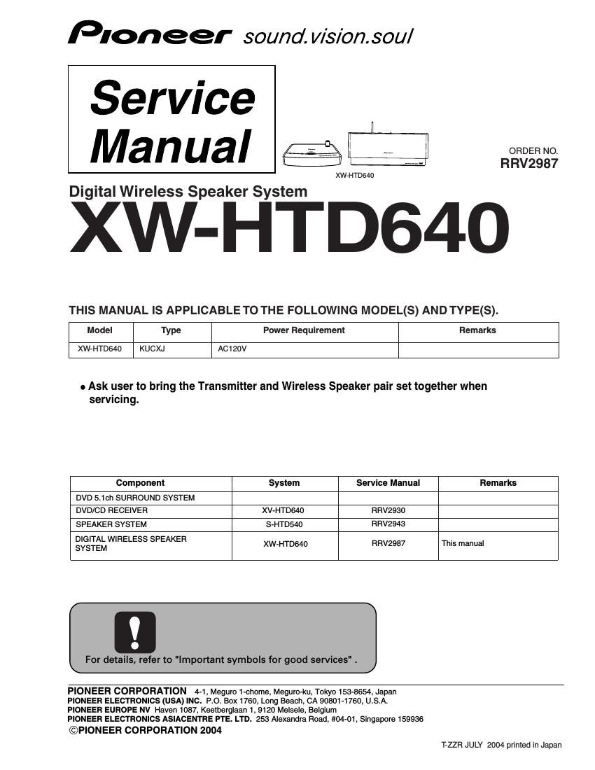 pioneer xwhtd 640 service manual