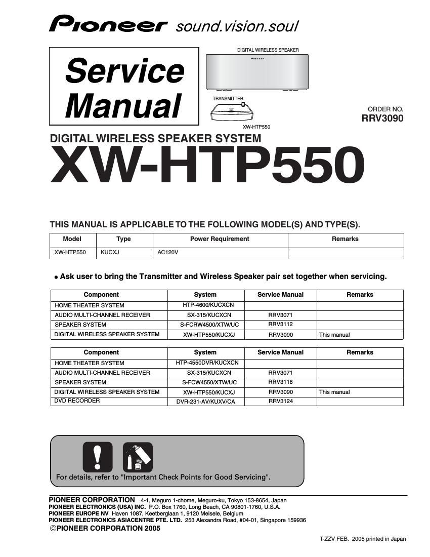 pioneer xwhtp 550 service manual