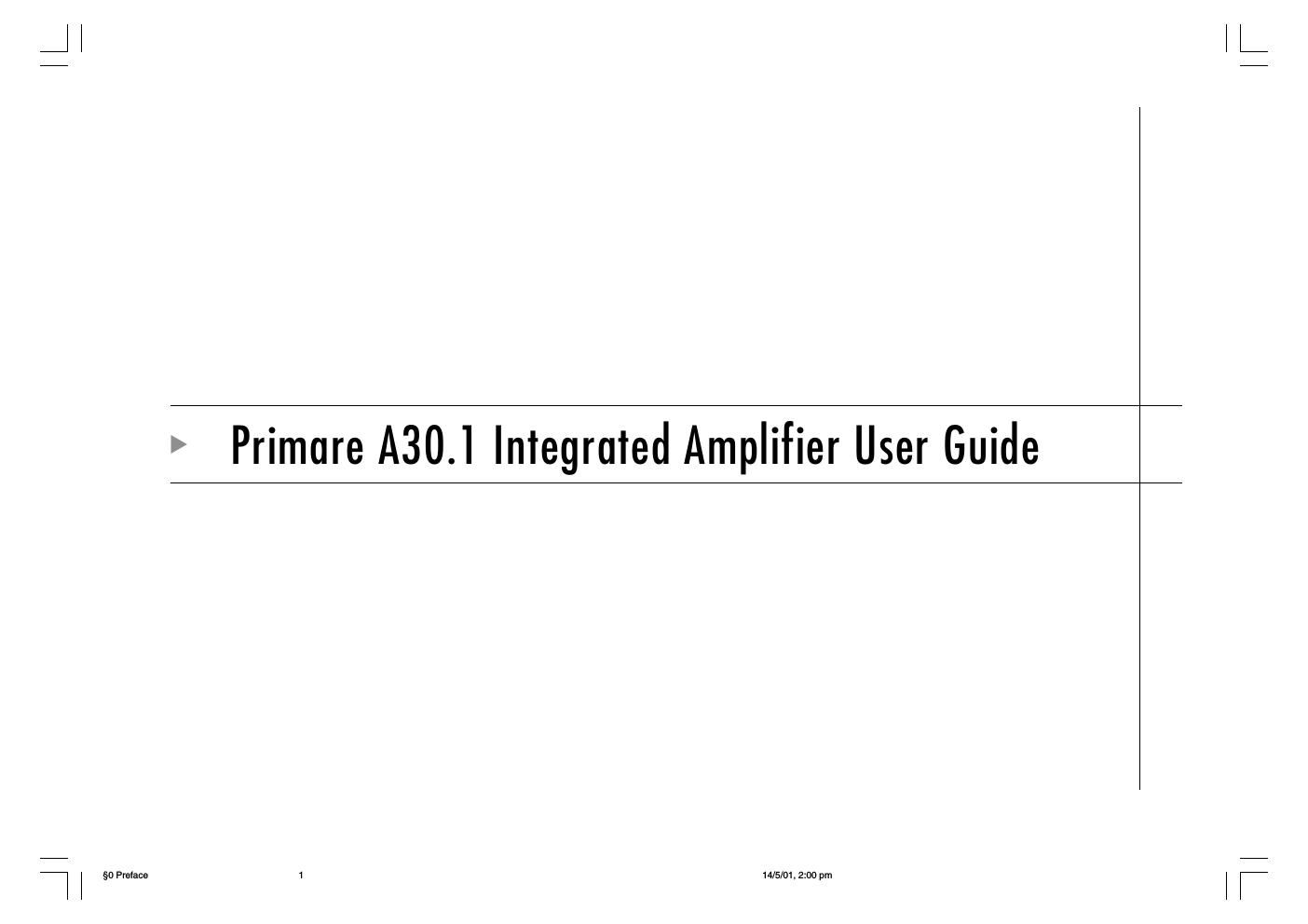 primare a 30 1 owners manual