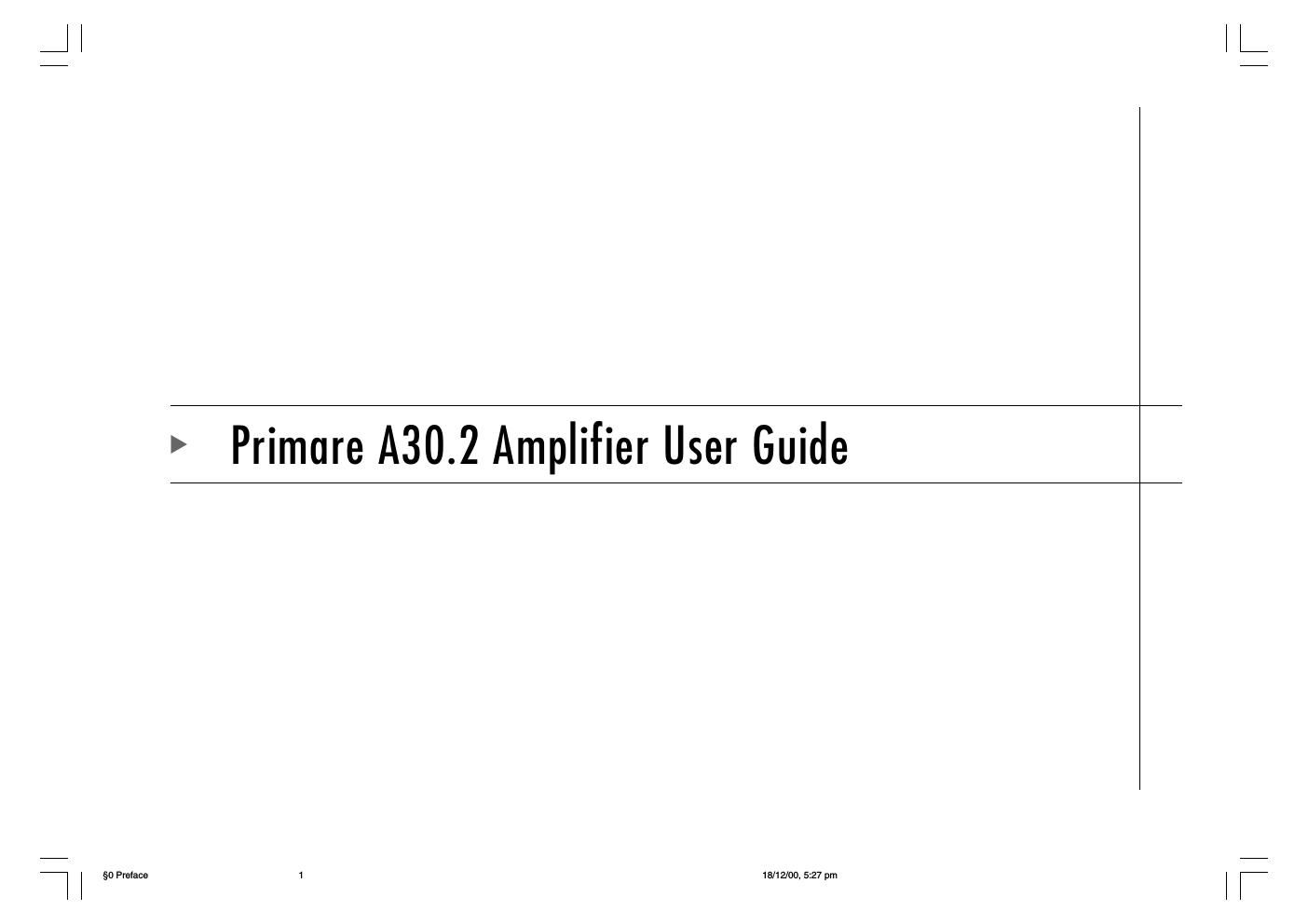 primare a 30 2 owners manual