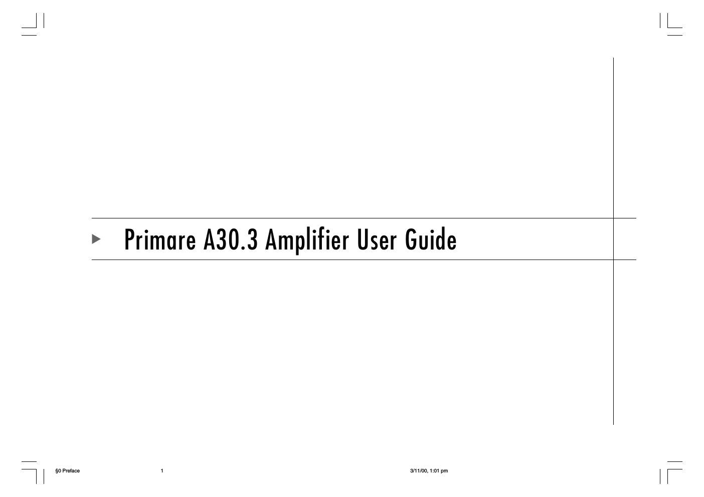 primare a 30 3 owners manual