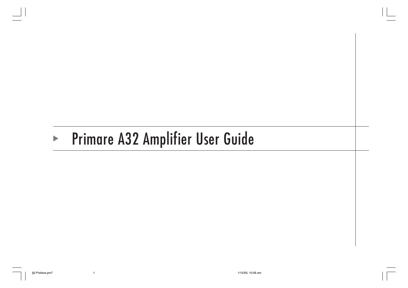 primare a 32 owners manual