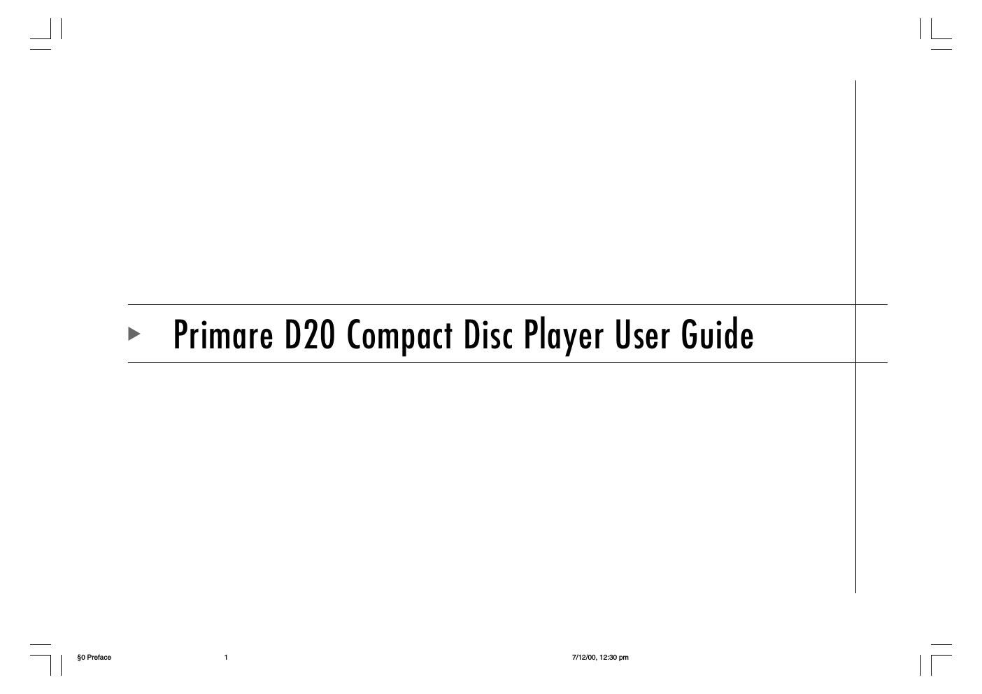 primare d 20 owners manual
