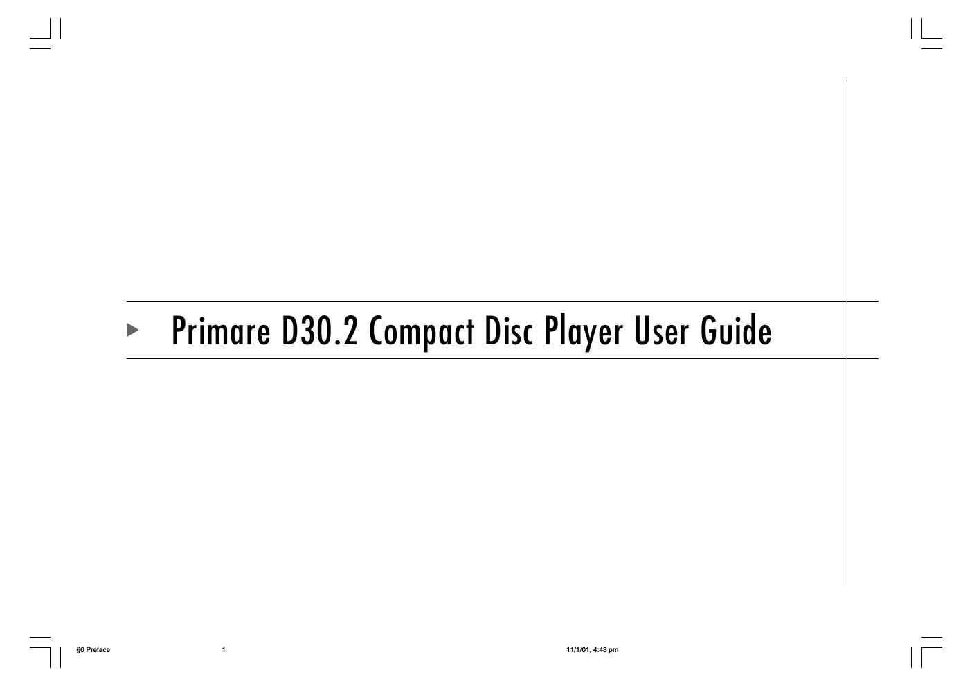 primare d 30 2 owners manual