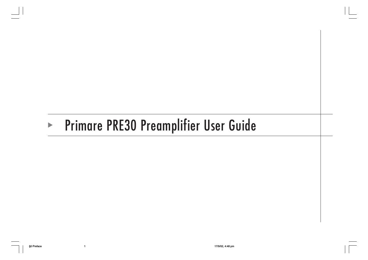 primare pre 30 owners manual