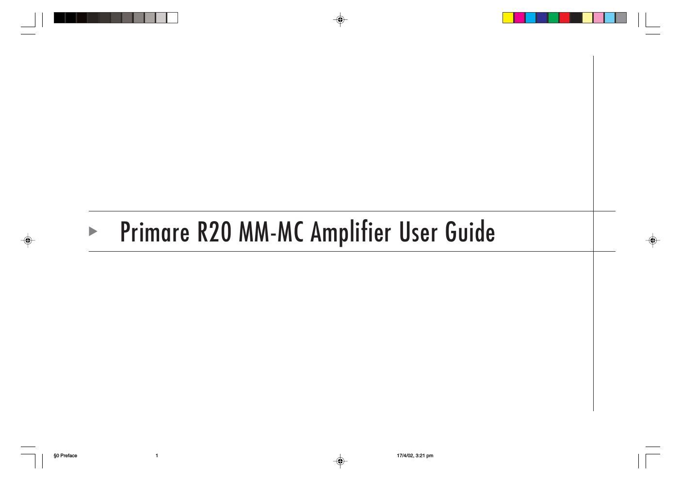 primare r 20 owners manual