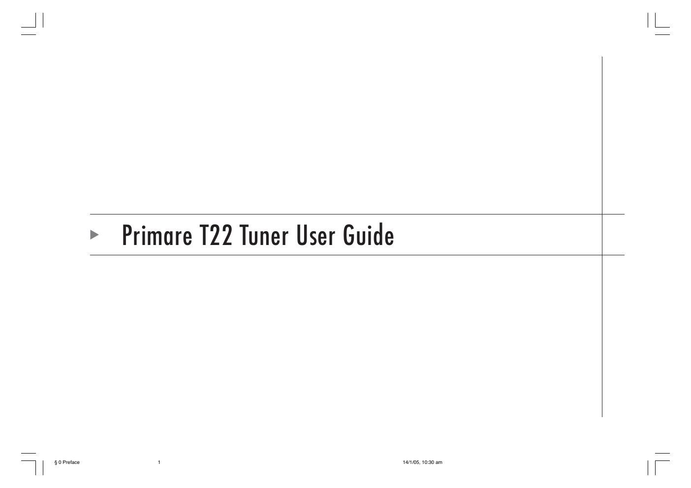 primare t 22 owners manual