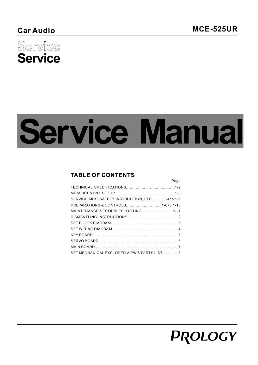 prology mce 525 ur service manual
