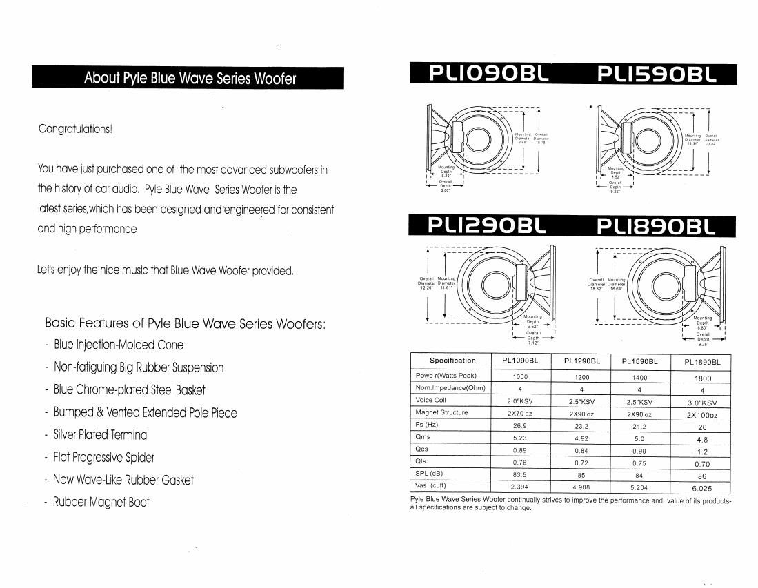 pyle pl 1890 bl owners manual