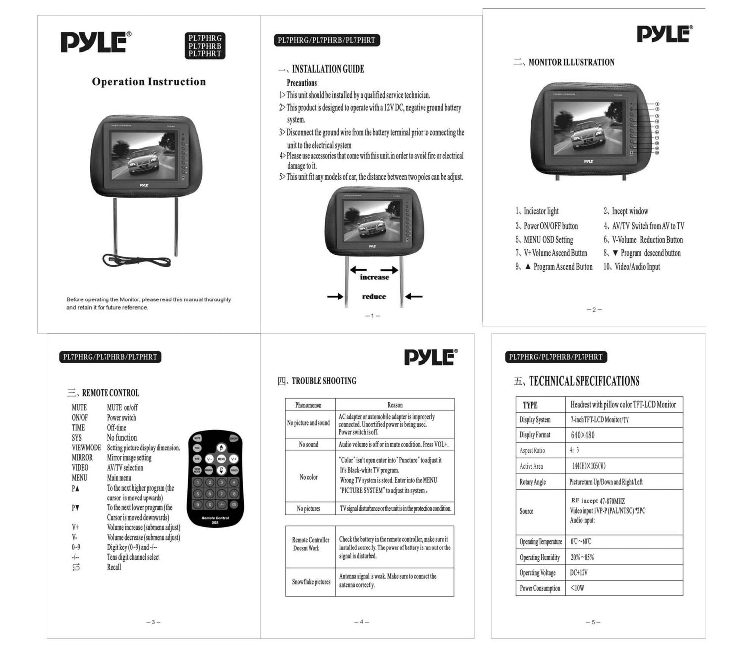 pyle pl 7 phr owners manual
