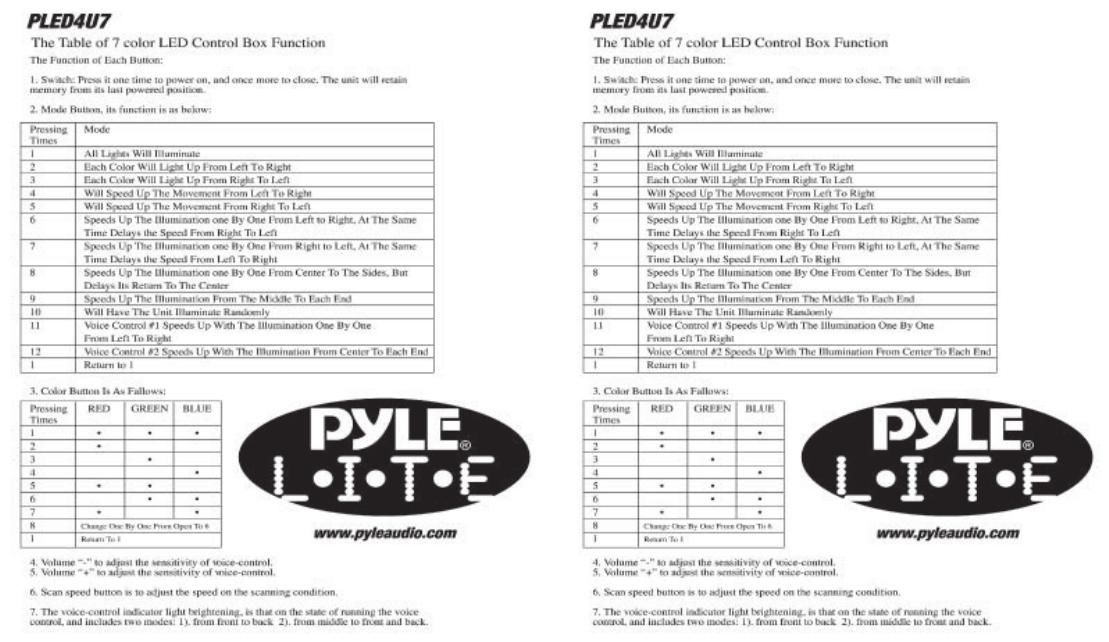 pyle pled 4 u 7 owners manual