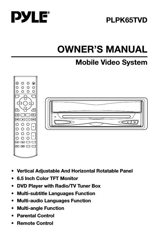 pyle plpk 65 tvd owners manual