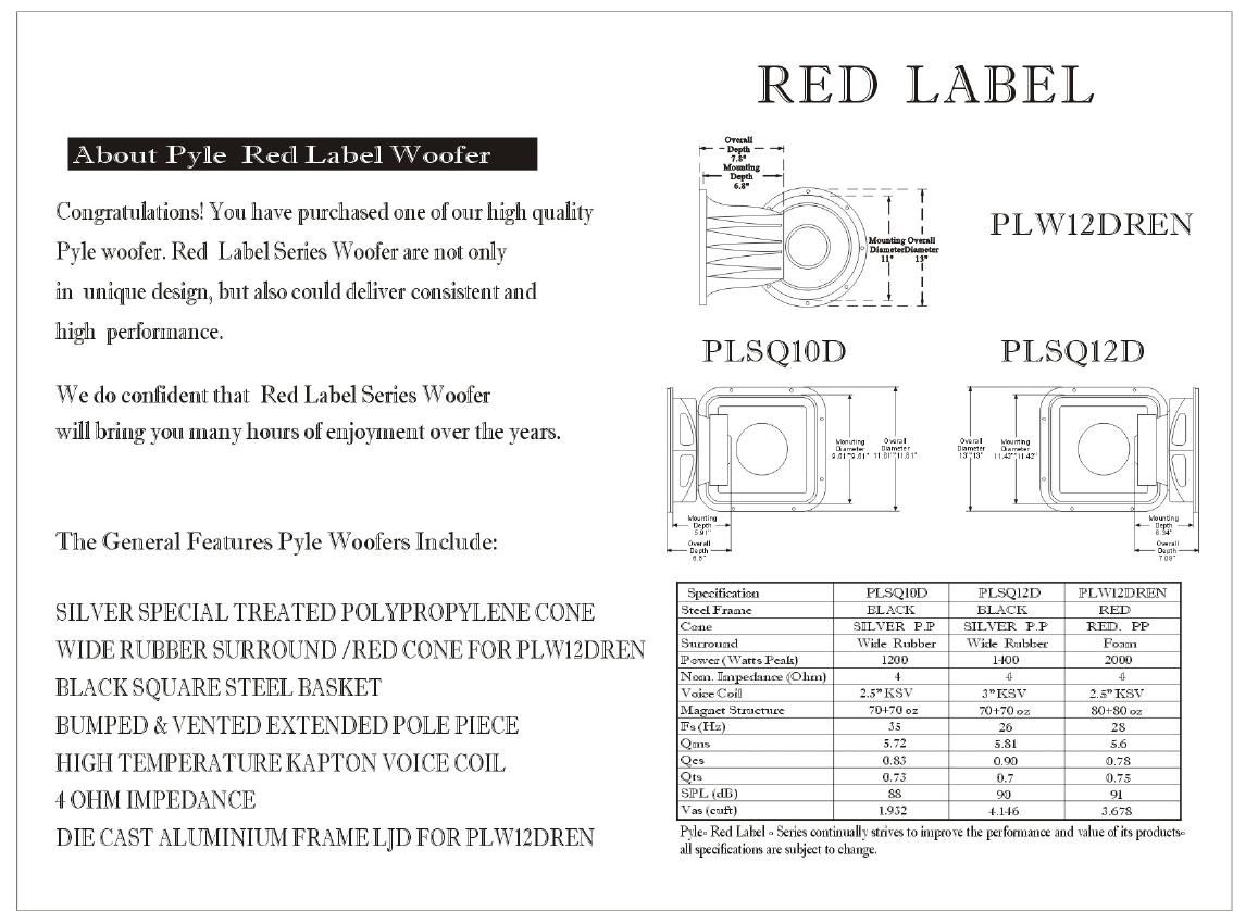 pyle plsq 12 dren owners manual