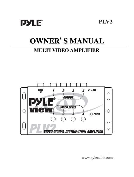 pyle plv 2 owners manual