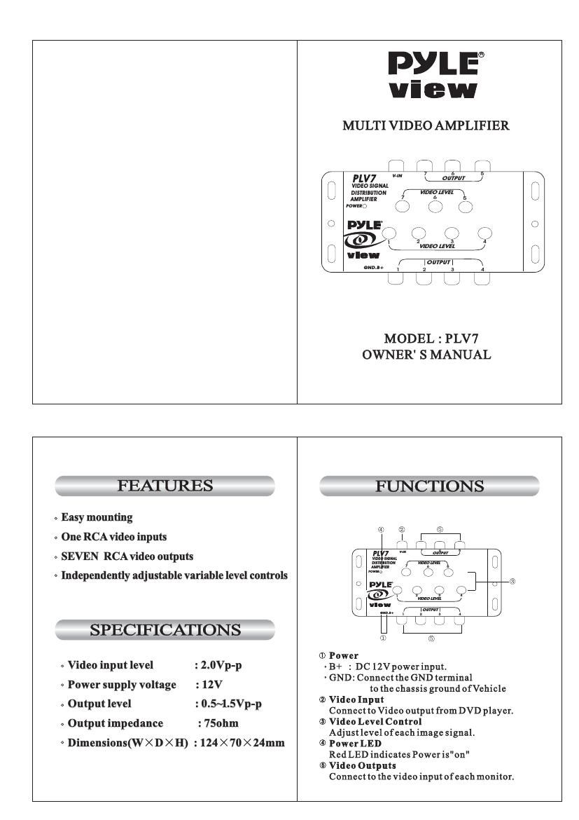 pyle plv 7 owners manual