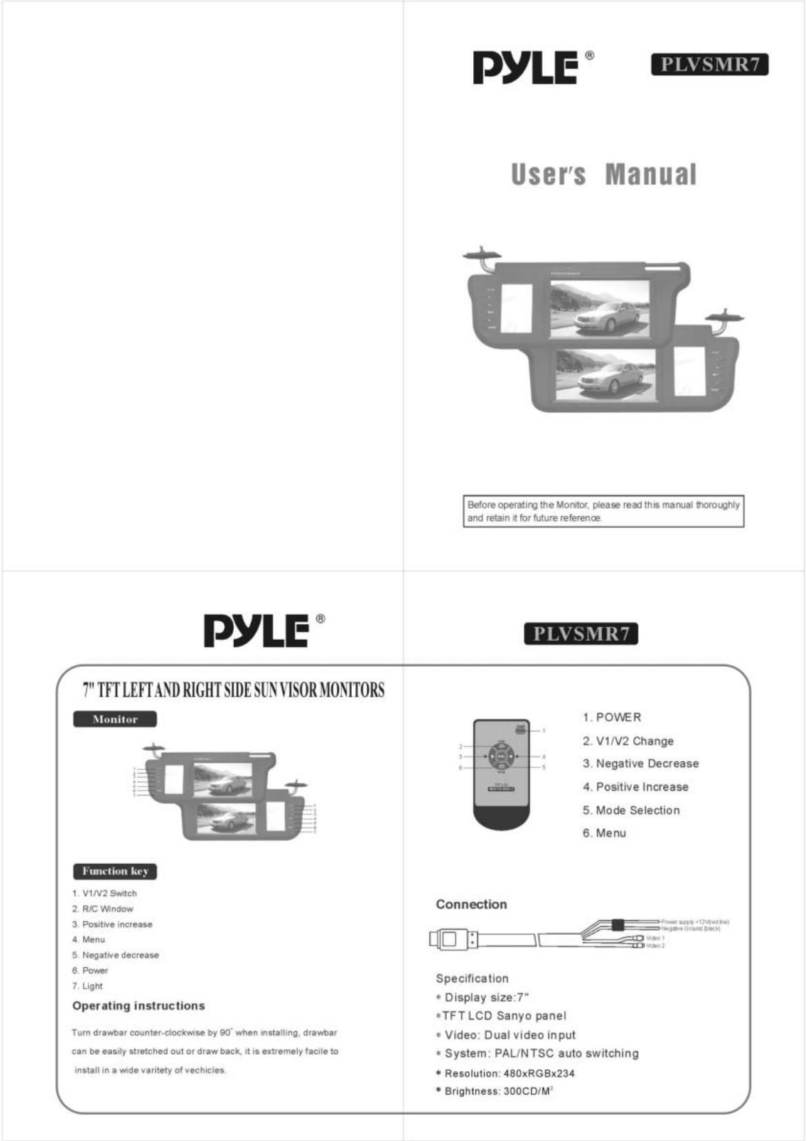 pyle plvsmr 7 owners manual