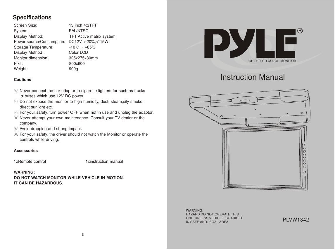 pyle plvw 1342 owners manual