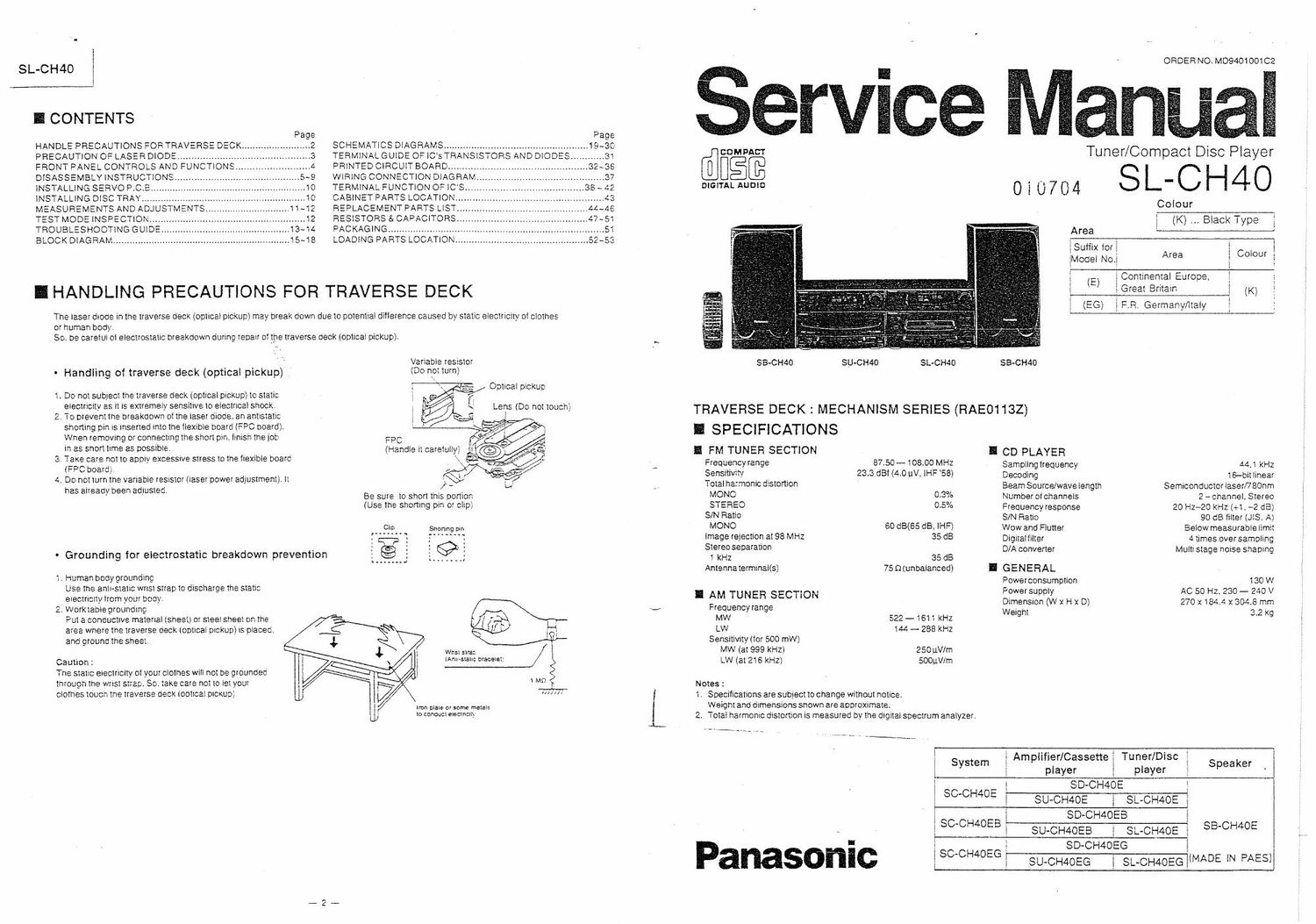 panasonic sl ch 40 service manual