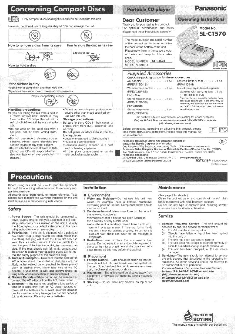 panasonic sl ct 570 owners manual