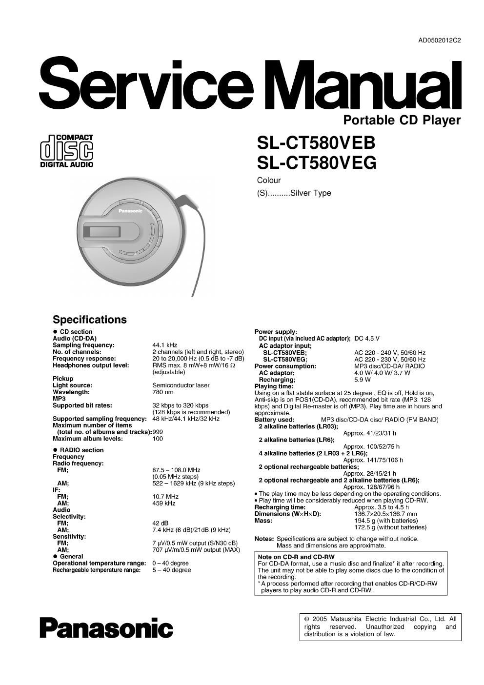 panasonic sl ct 580 veb service manual