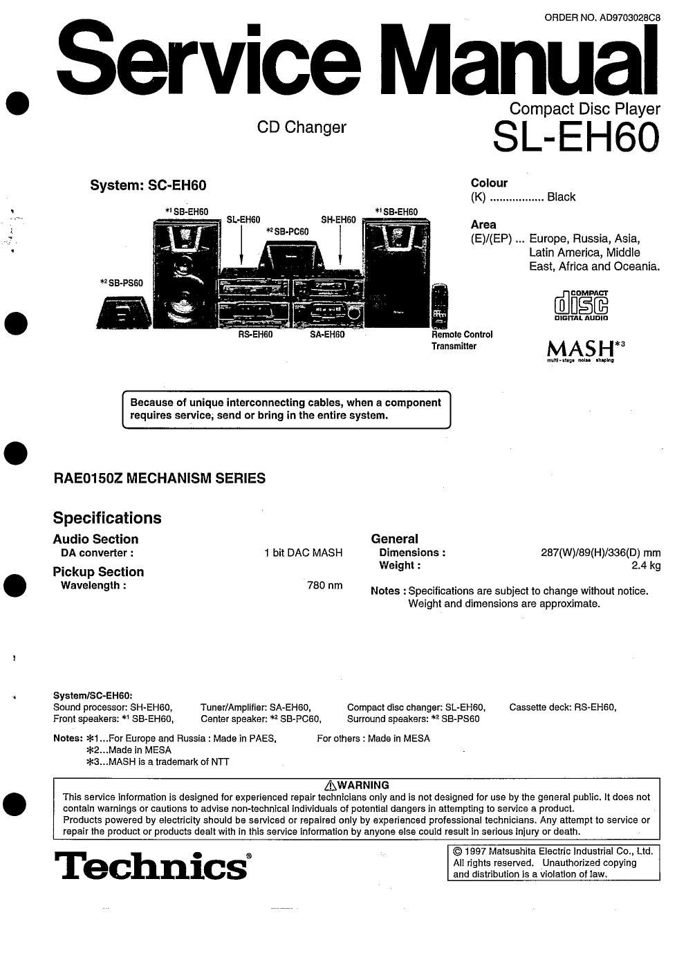 panasonic sl eh 60 service manual