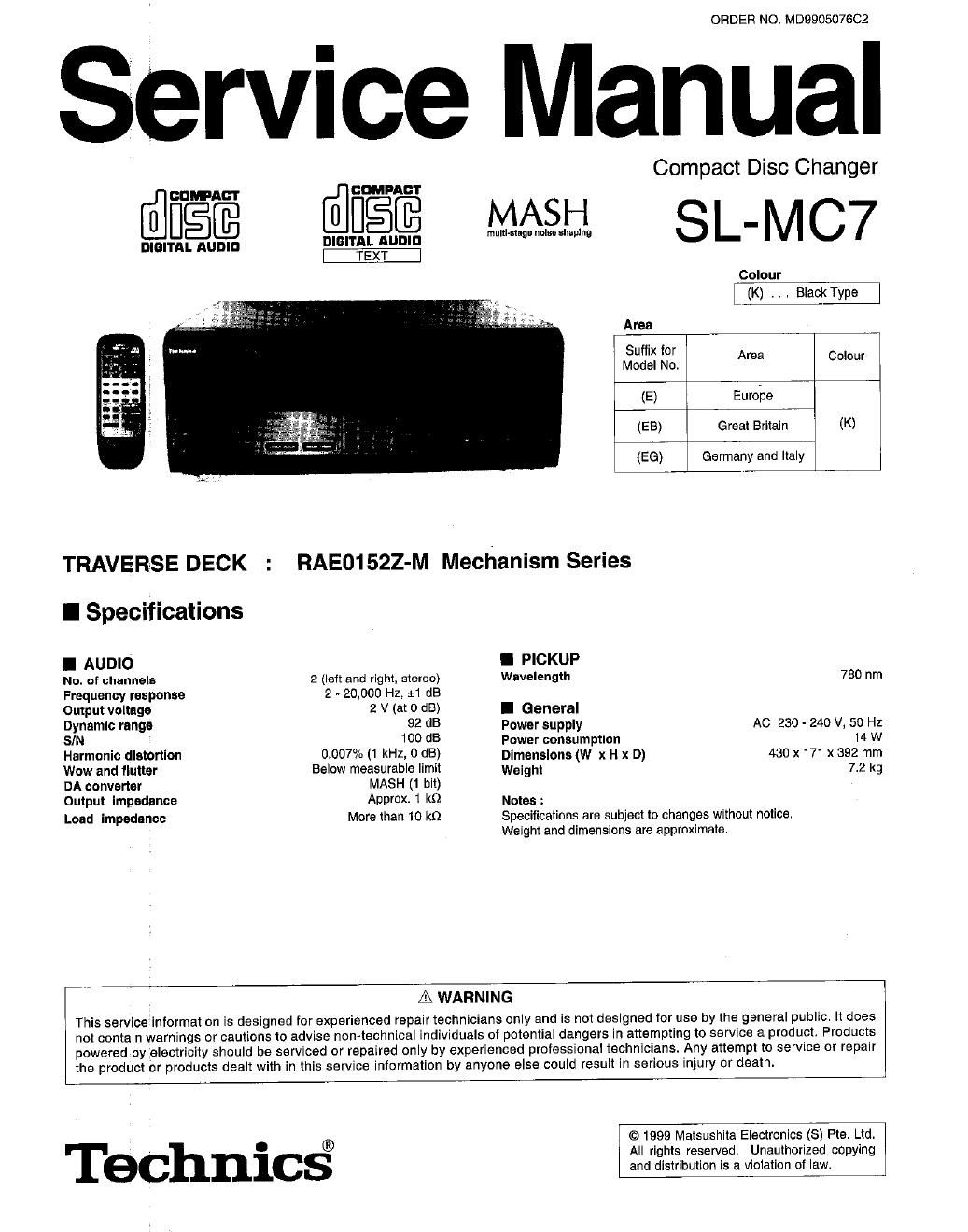 panasonic sl mc 7 service manual