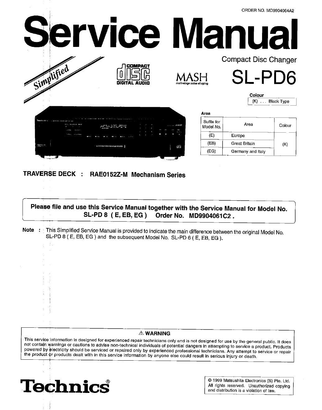 panasonic sl pd 6 service manual