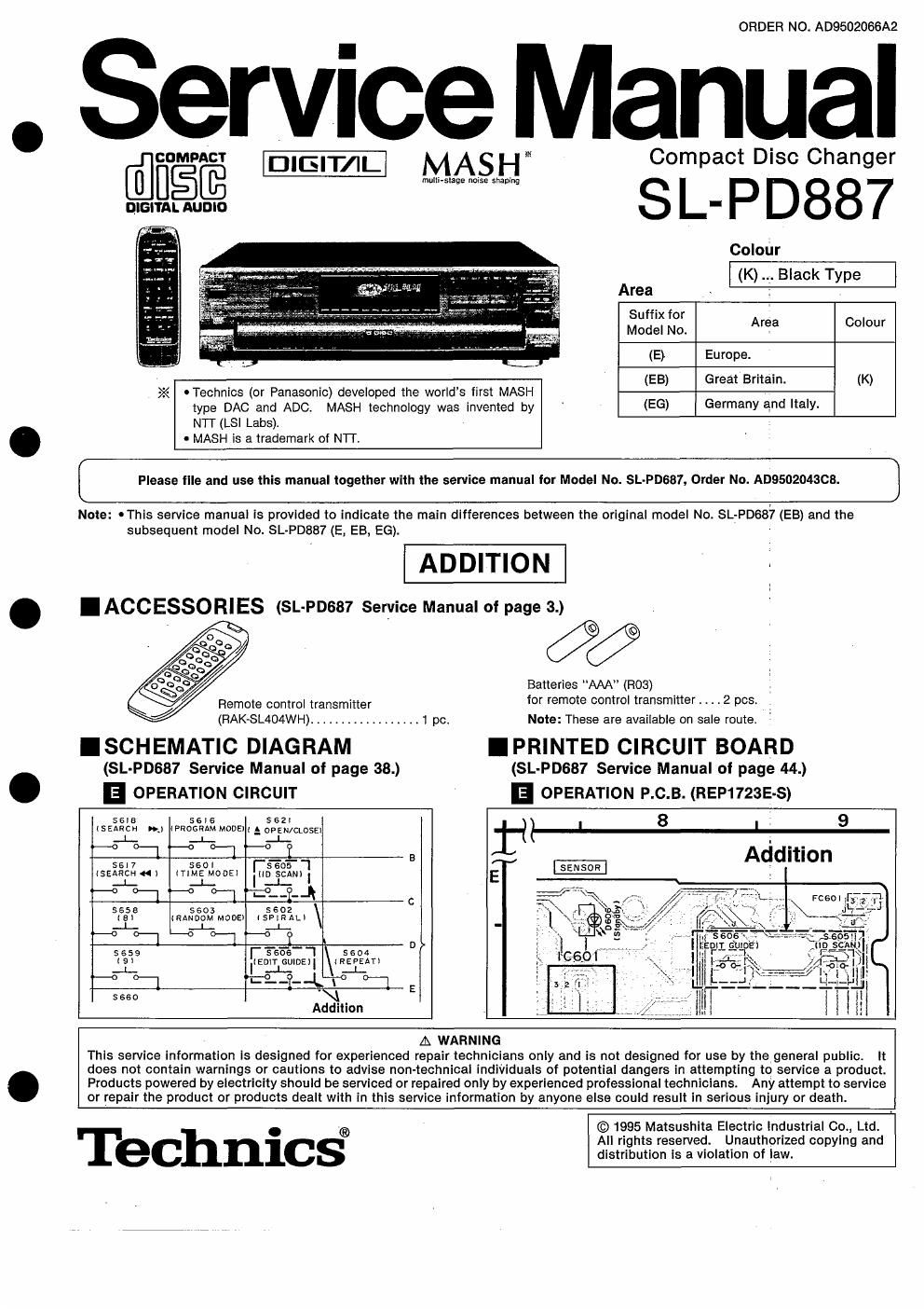 panasonic sl pd 887 service manual