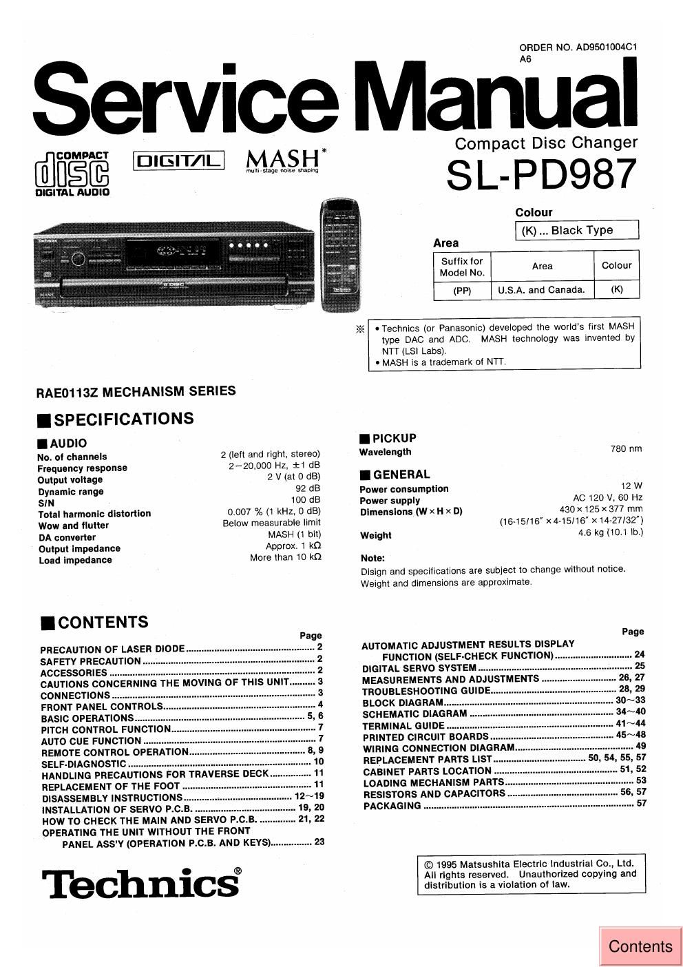 panasonic sl pd 987 service manual