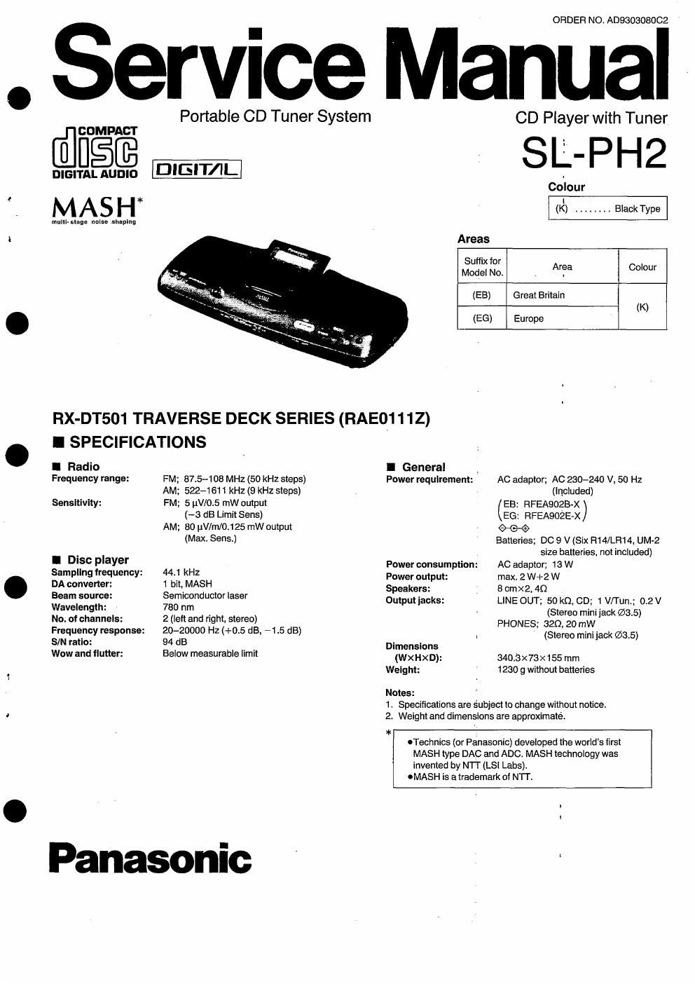 panasonic sl ph 2 service manual