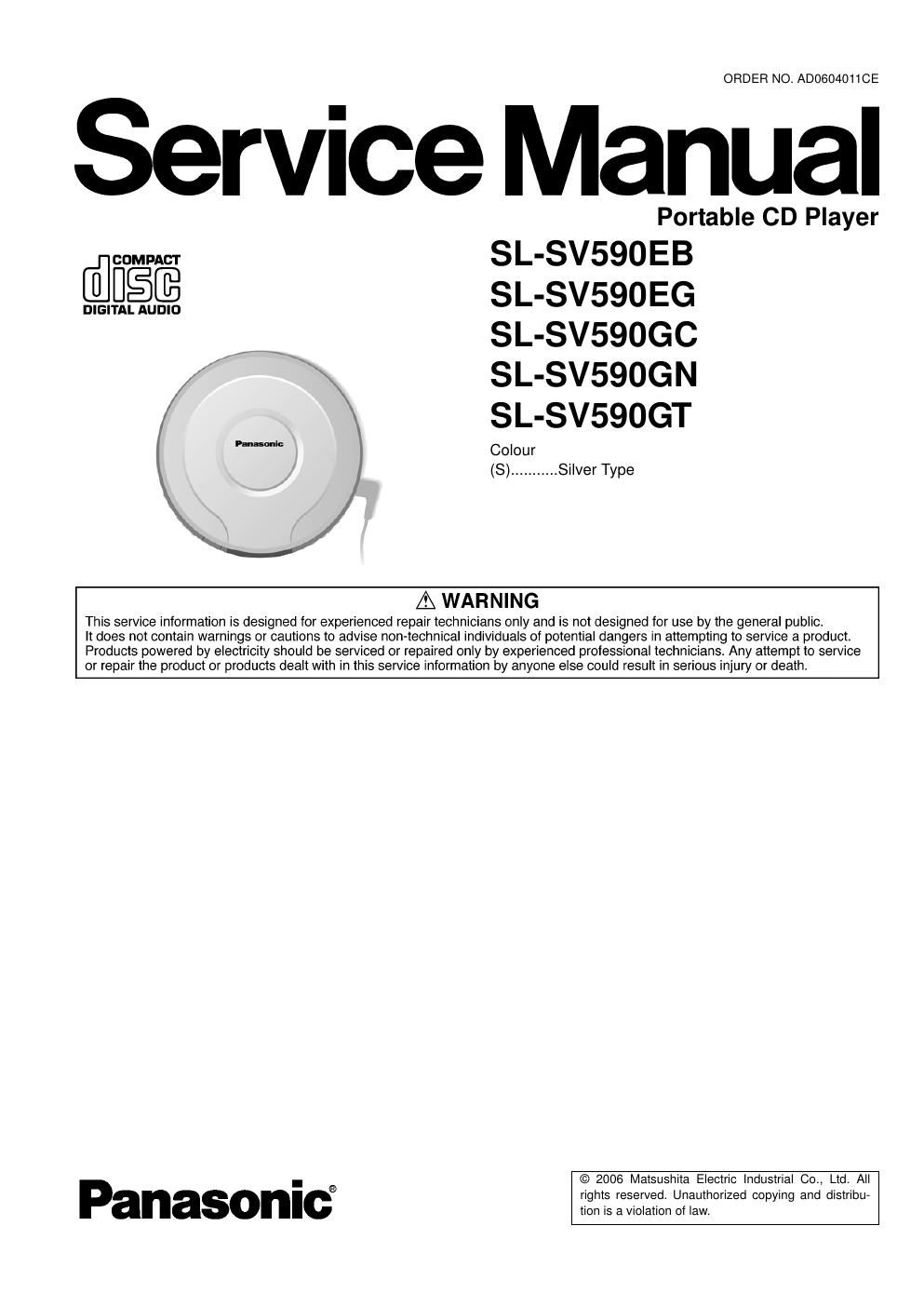 panasonic sl sv 590 eb service manual