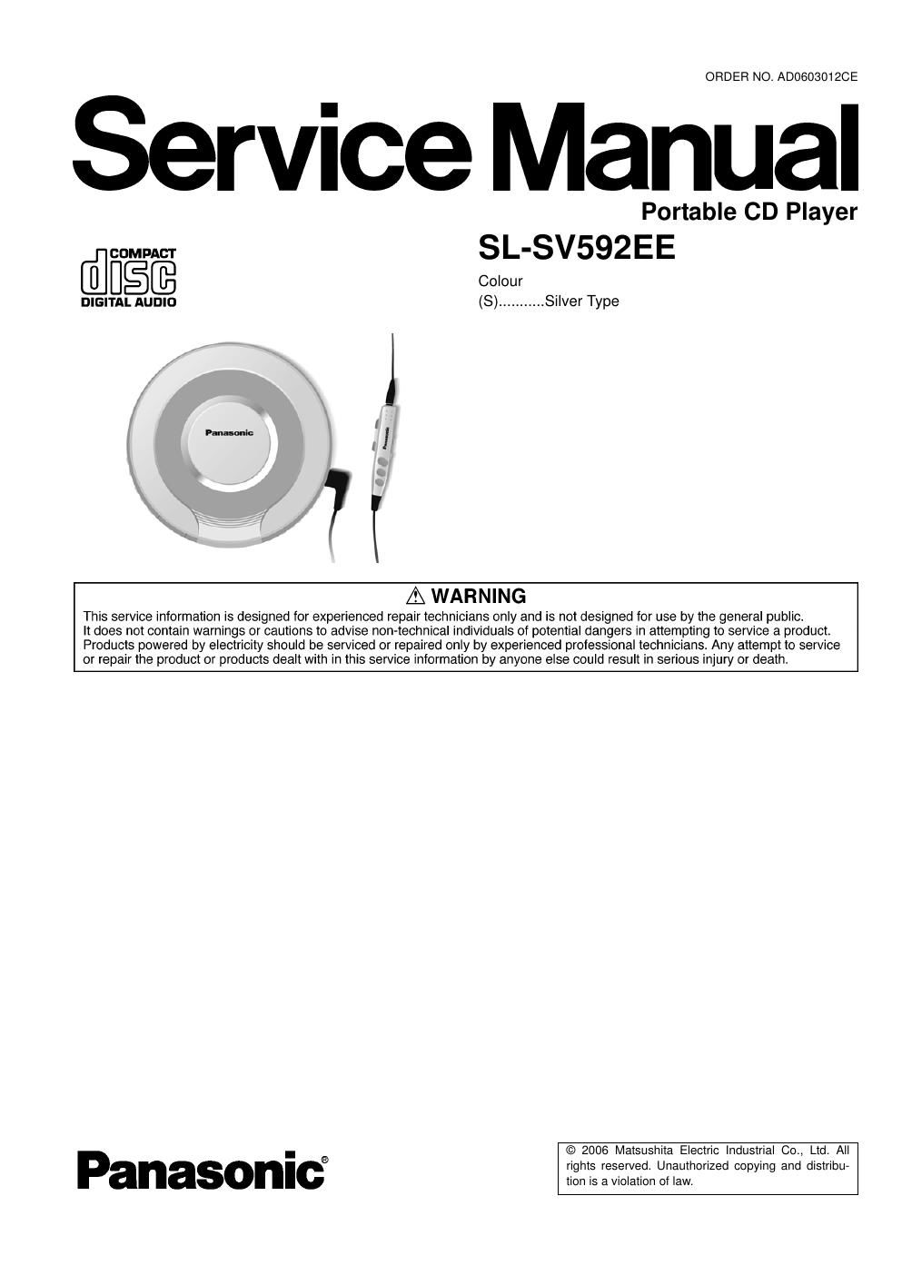 panasonic sl sv 592 ee service manual