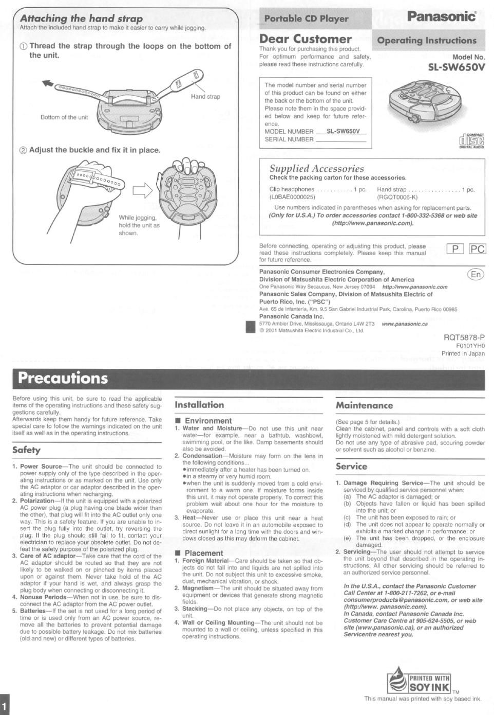 panasonic sl sw 650 v owners manual