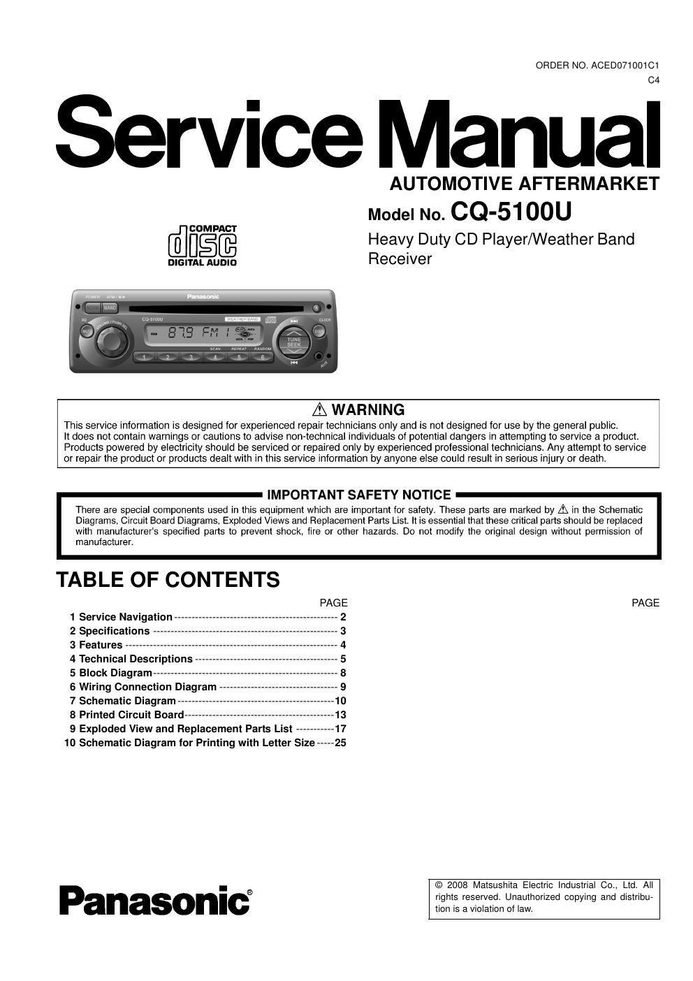 panasonic cq 5100 u service manual