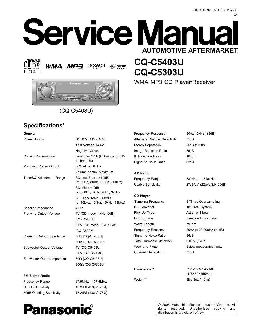 panasonic cq c 5403 u service manual