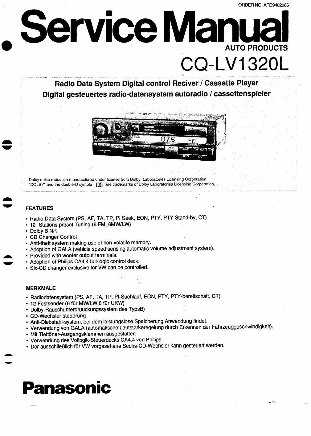 panasonic cq lv 1320 l service manual