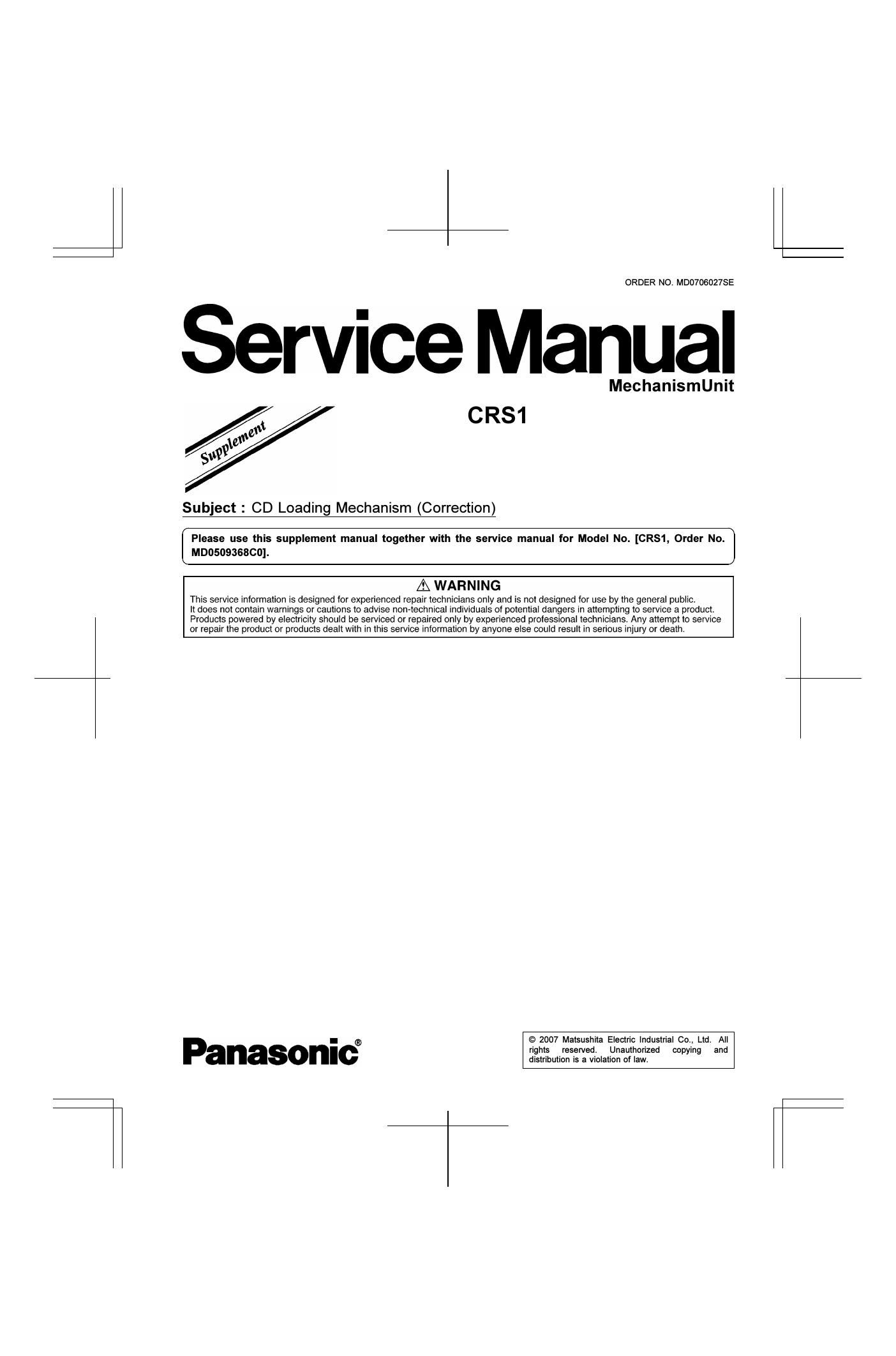 panasonic crs 1 service manual