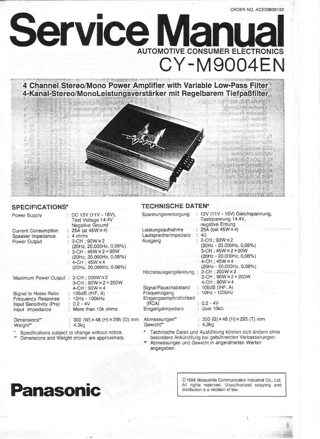 panasonic cy m 9000 en service manual