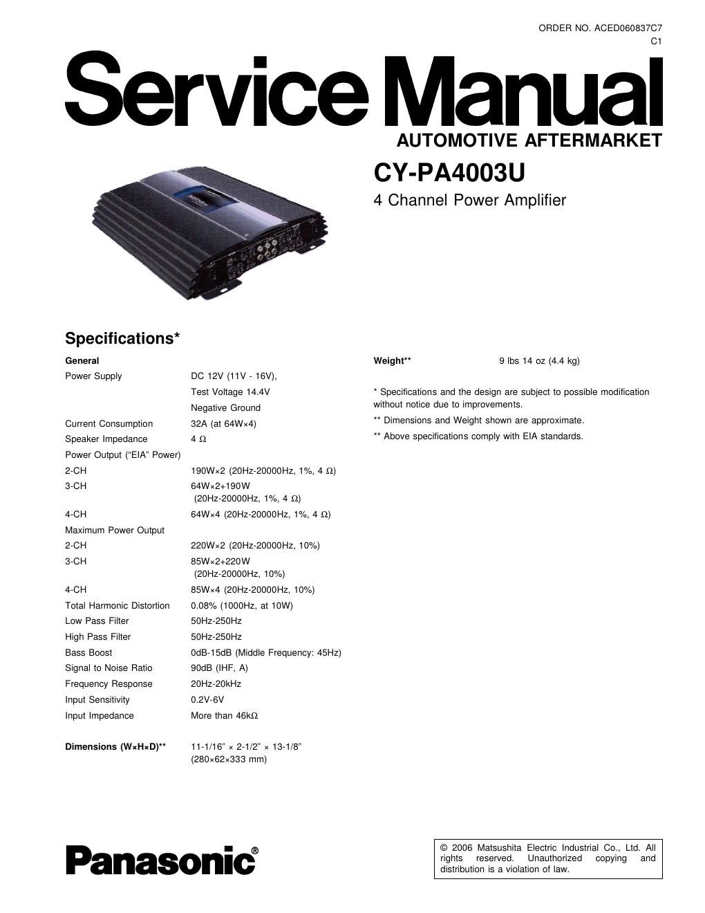 panasonic cy pa 4003 u service manual