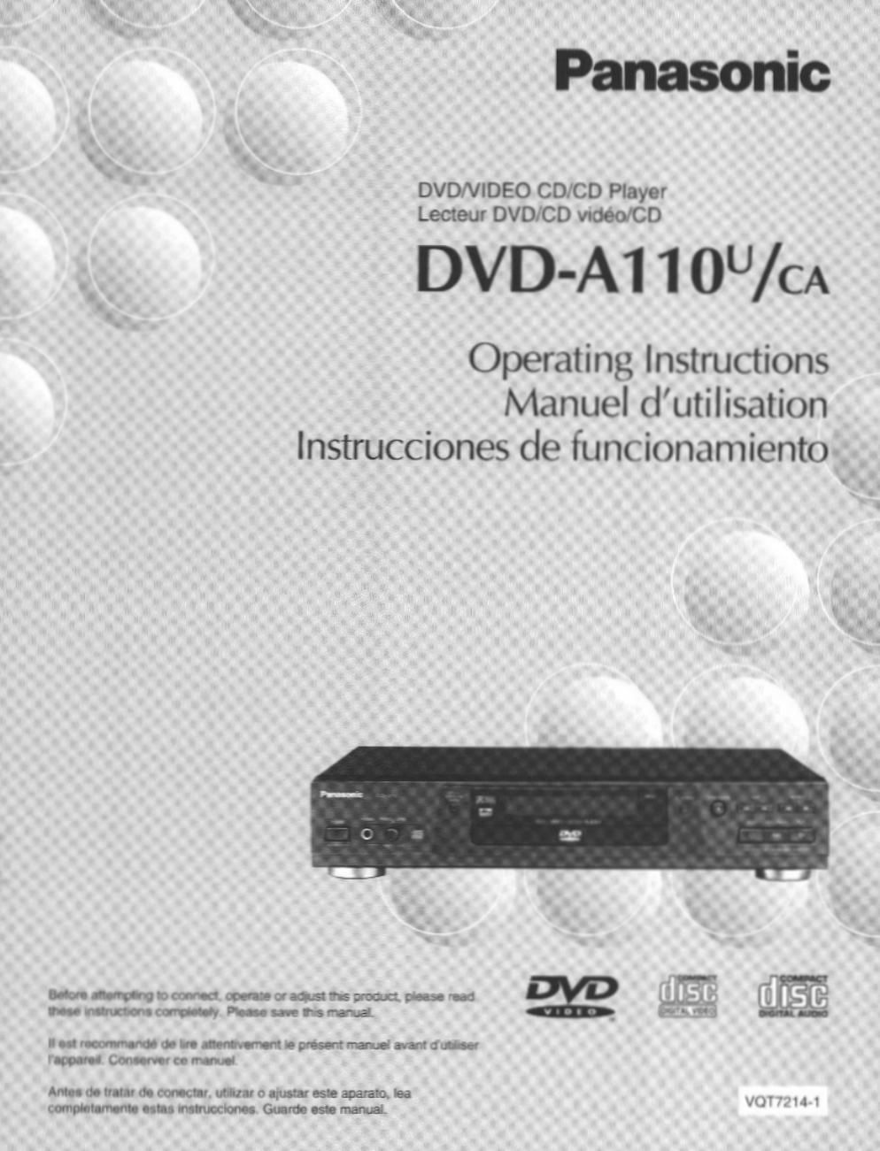 panasonic dvd a 110 owners manual