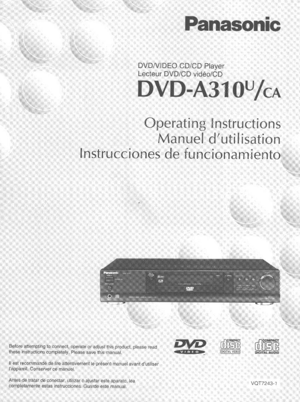 panasonic dvd a 310 owners manual