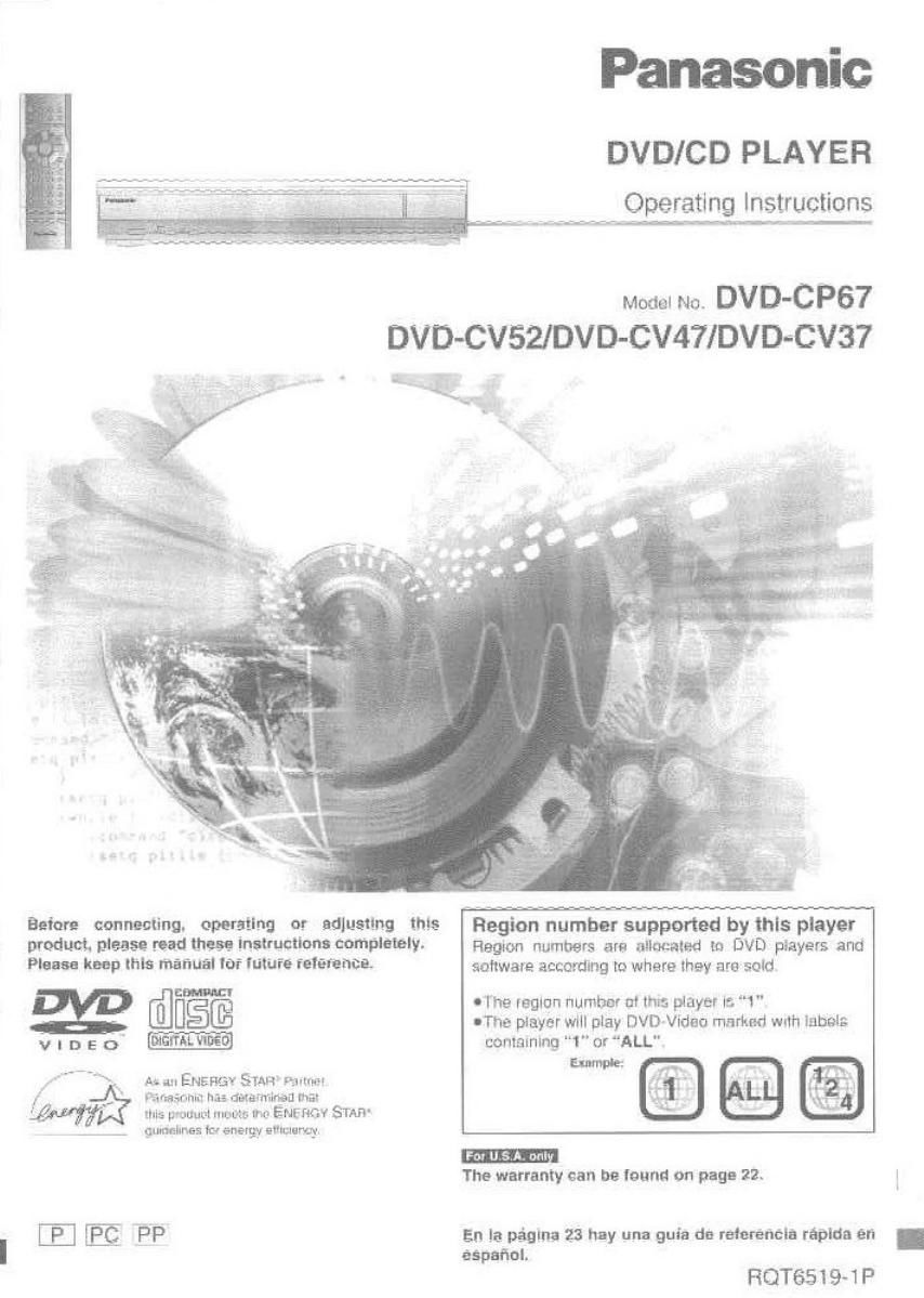 panasonic dvd cp 67 owners manual