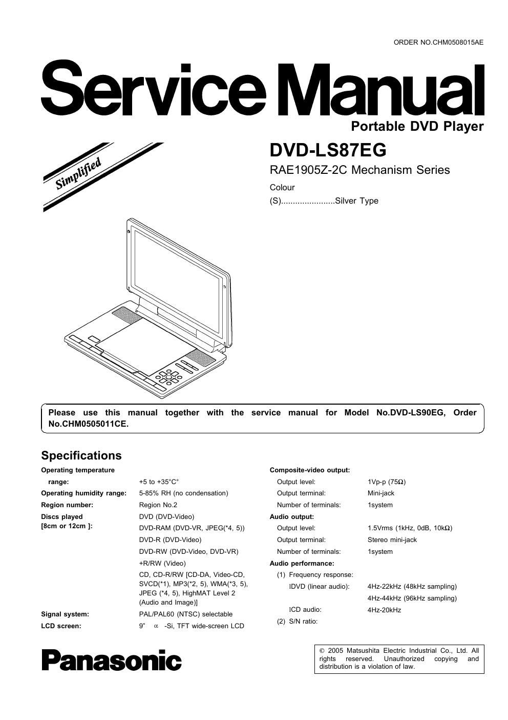 panasonic dvd ls 87 eg service manual