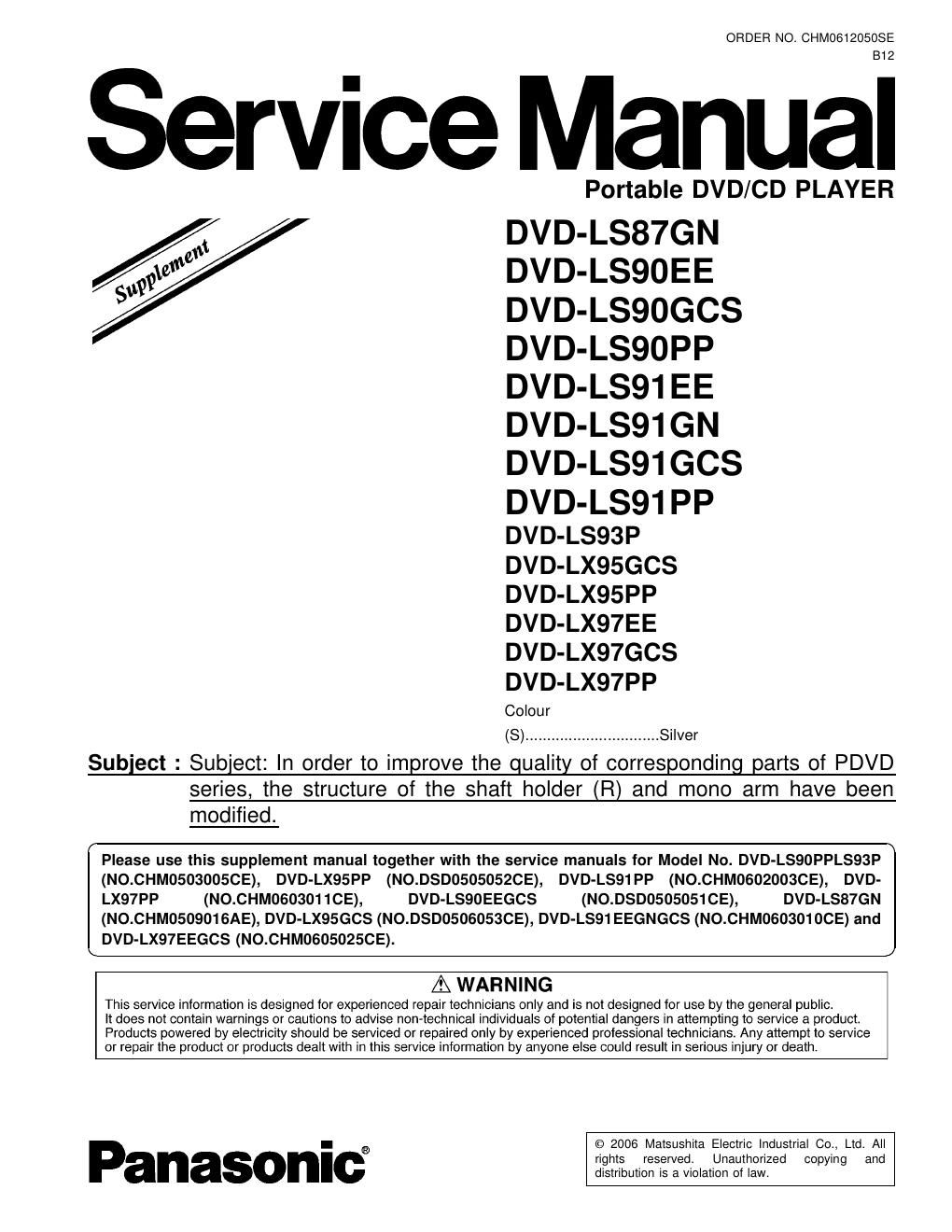 panasonic dvd ls 87 gn service manual