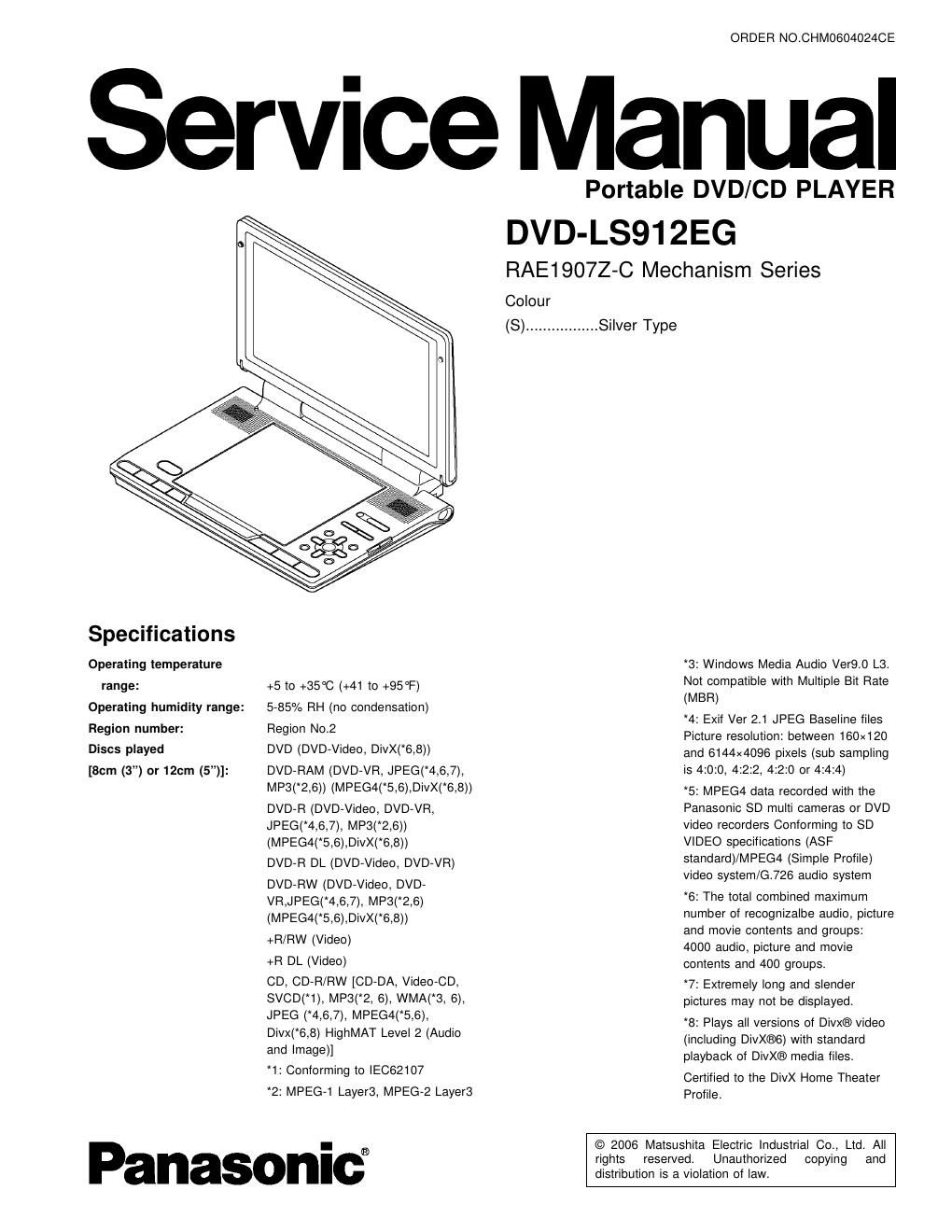 panasonic dvd ls 912 eg service manual