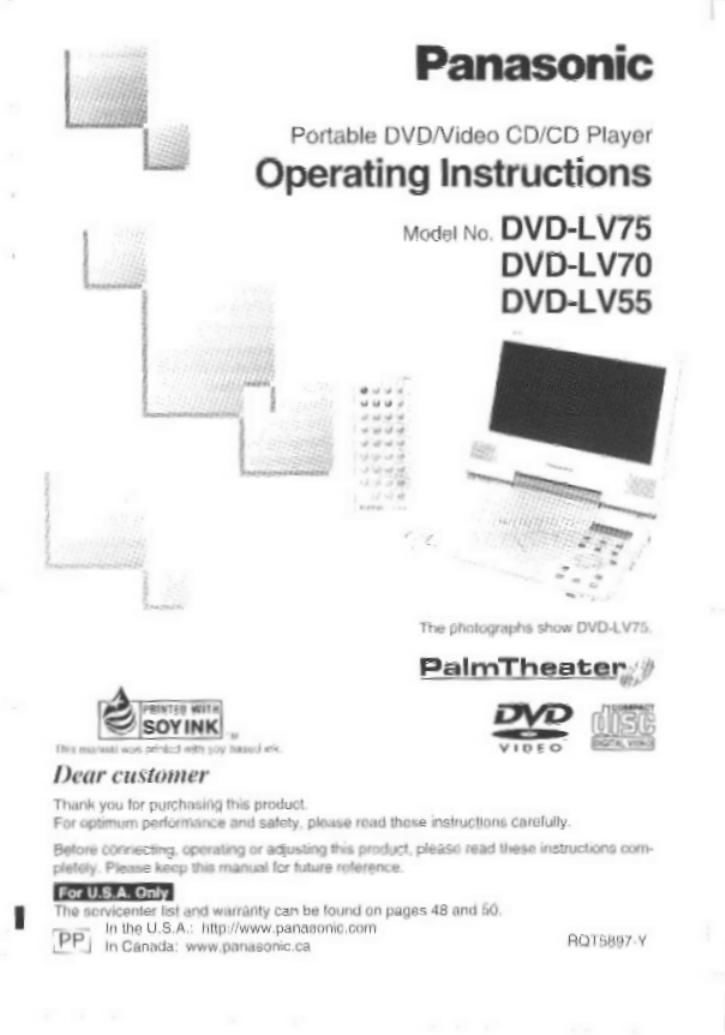 panasonic dvd lv 70 owners manual