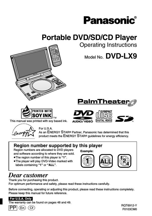 panasonic dvd lx 9 owners manual